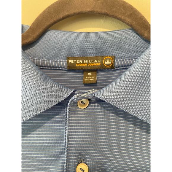 Peter Miller Men’s Comfort Blue Striped Golf Polo Moisture Wicking Size XL - Picture 3 of 5